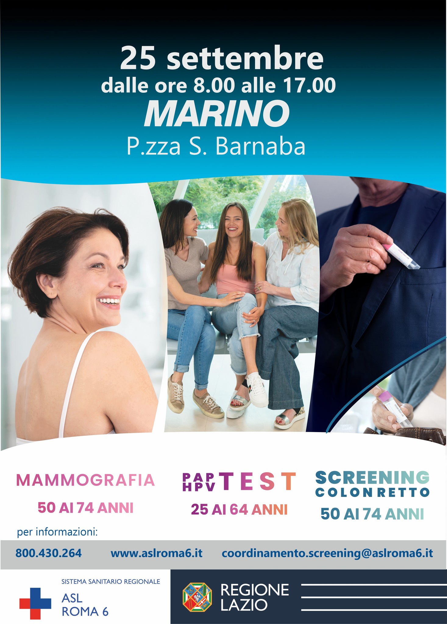 Marino: Prevenzione Asl Rm6 in piazza S. Barnaba