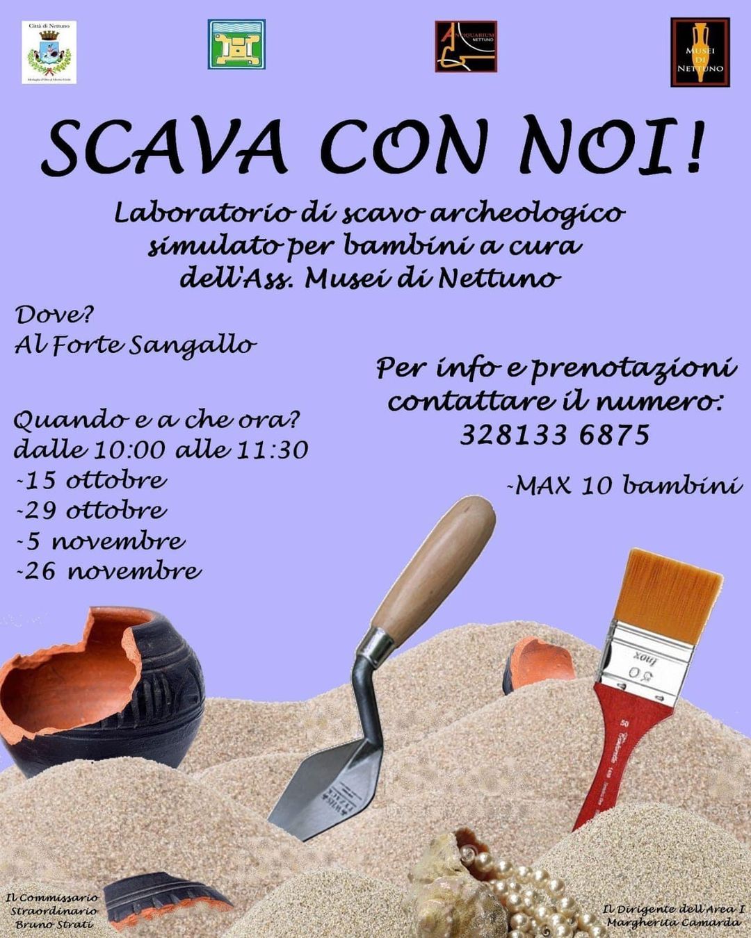 Nettuno, bambini archeologi al Forte Sangallo, al via il laboratorio di scavo in collaborazione con l’associazione musei Nettuno