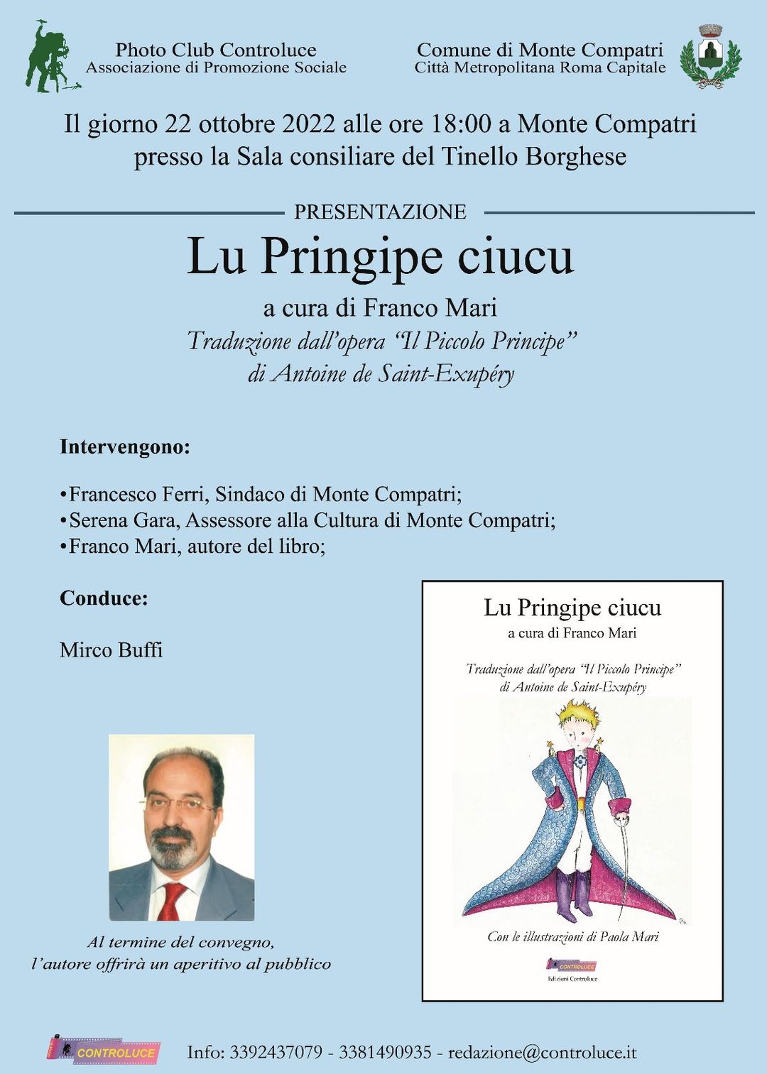 Monte Compatri, Il Piccolo Principe, diventa “Lu Pringipe Ciucu”. Sabato prossimo la presentazione del libro scritto in dialetto monticiano