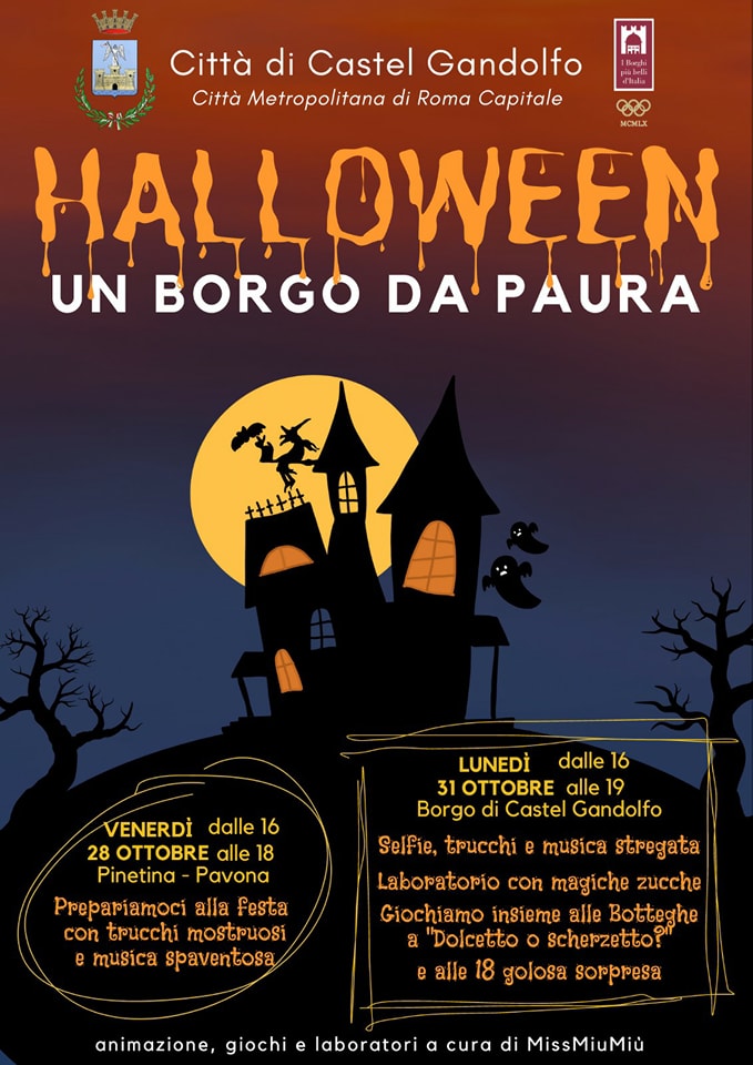 Castel Gandolfo, Halloween con “Un borgo da paura”. Due feste gratuite per bambini il 28 e il 31 ottobre