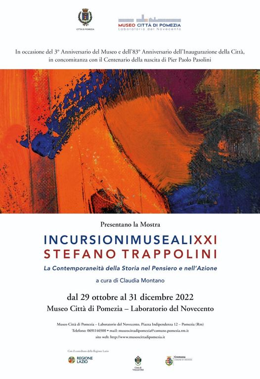 Pomezia, MCPLab900 inaugura la Mostra INCURSIONIMUSEALIXXI – STEFANO TRAPPOLINI. La Contemporaneità della Storia nel Pensiero e nell’Azione￼