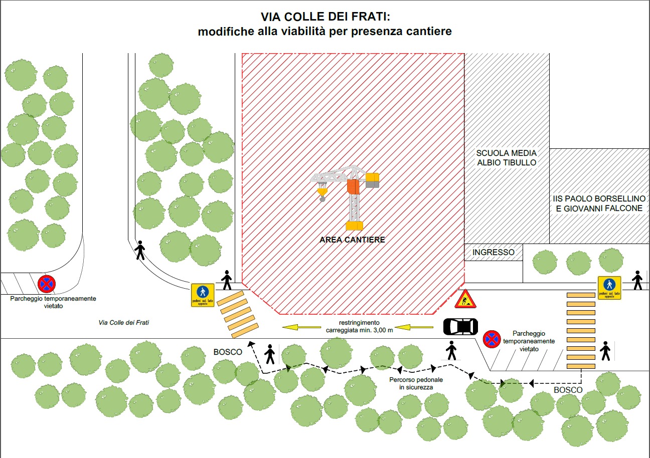 Zagarolo, Campus Scolastico, modifiche alla viabilità su Via Colle Dei Frati per presenza Cantiere