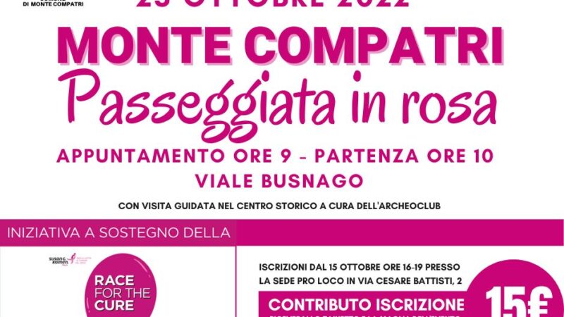 Monte Compatri, “passeggiata in rosa” per sostenere la lotta ai tumori al seno