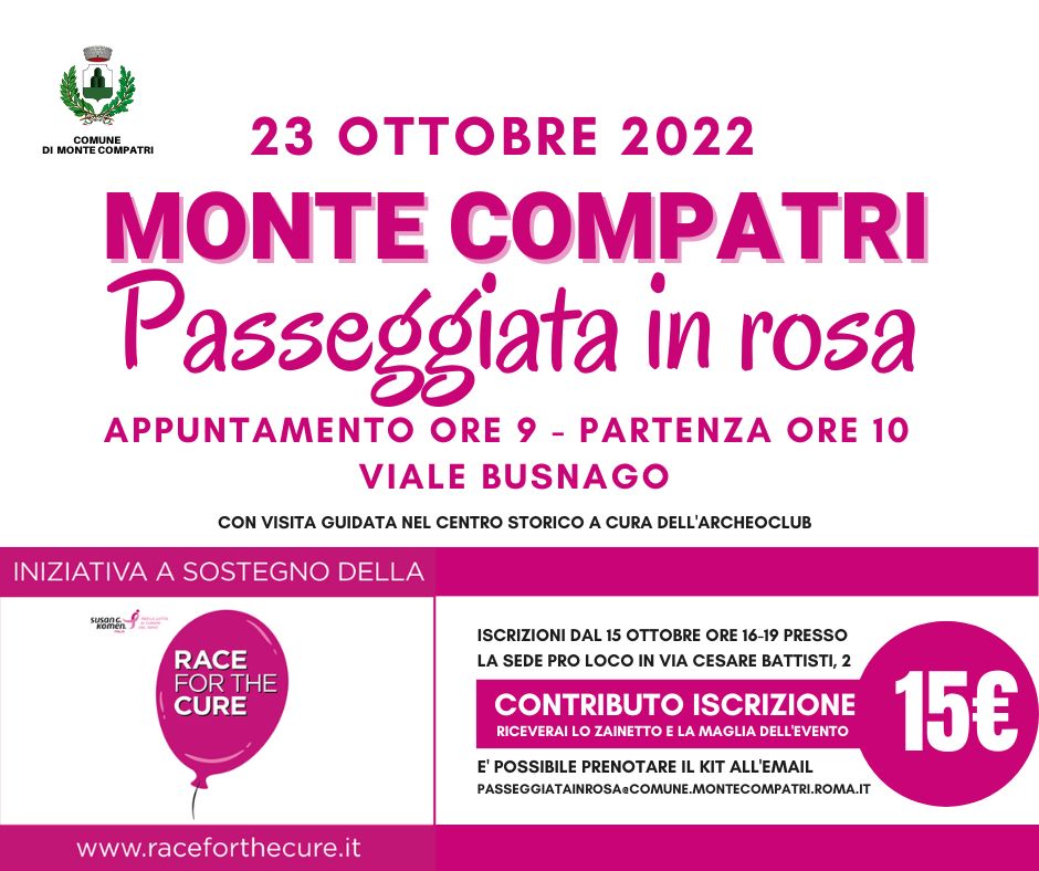 Monte Compatri, “passeggiata in rosa” per sostenere la lotta ai tumori al seno