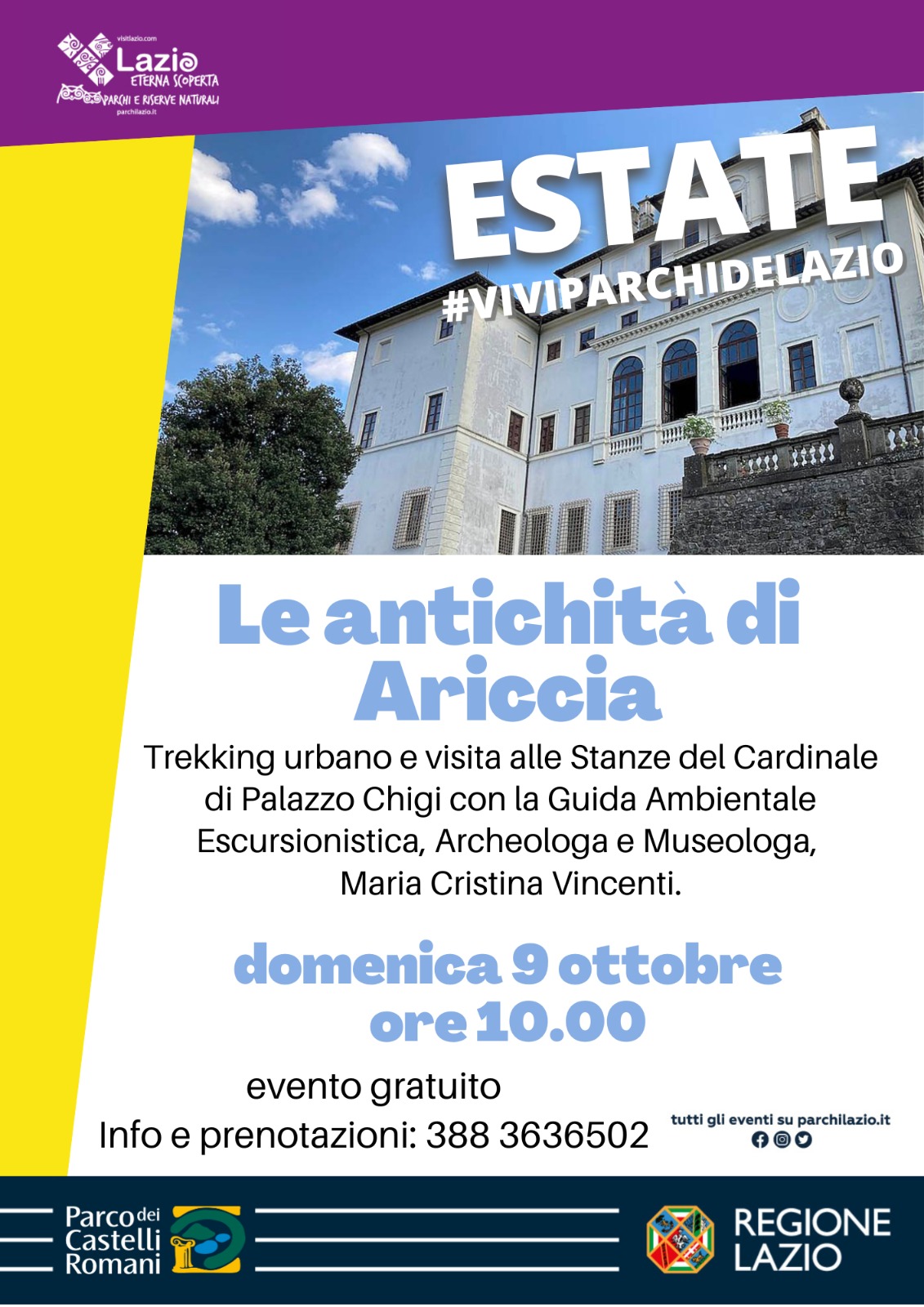 Ariccia, 9 ottobre: Trekking archeologico urbano e visita didattica alle Stanze del Cardinale di Palazzo Chigi