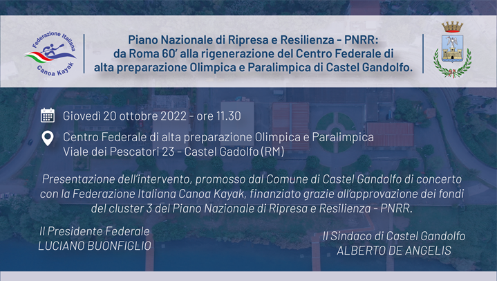 Castel Gandolfo, 20 ottobre: Presentazione intervento Centro Federale