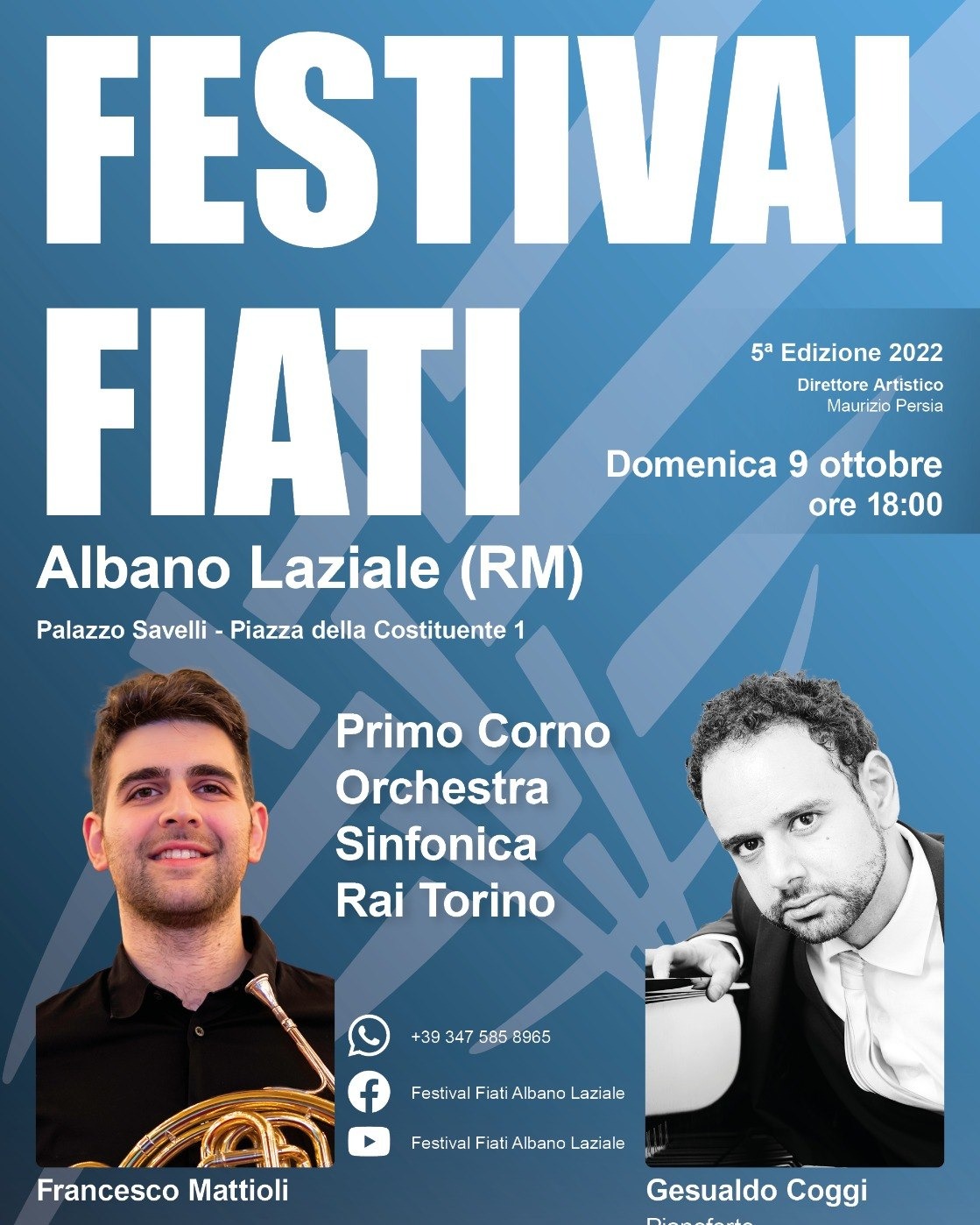 Albano, Francesco Mattioli a Palazzo Savelli. Il primo corno dell’Orchestra Sinfonica Rai ad Albano per il Festival Fiati