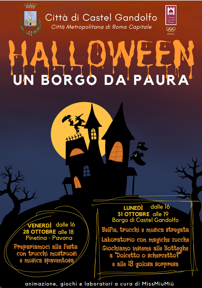 Castel Gandolfo, Halloween: il 28 e il 31 feste per bambini