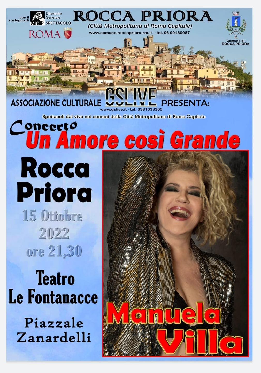 Manuela Villa a Rocca Priora con il concerto “Un amore così grande”