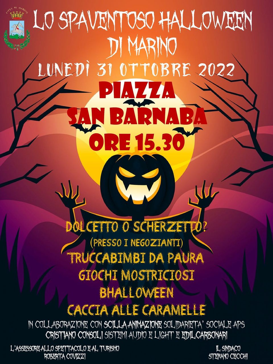 Marino, per Halloween un doppio appuntamento a Piazza San Barnaba e Piazza Sciotti