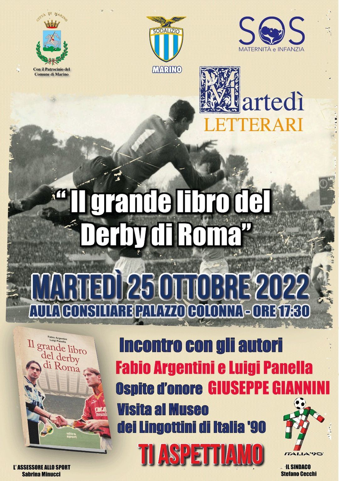 Marino, “Il grande libro del Derby di Roma”, ospite all’appuntamento con i ‘Martedì Letterari’ Giuseppe Giannini