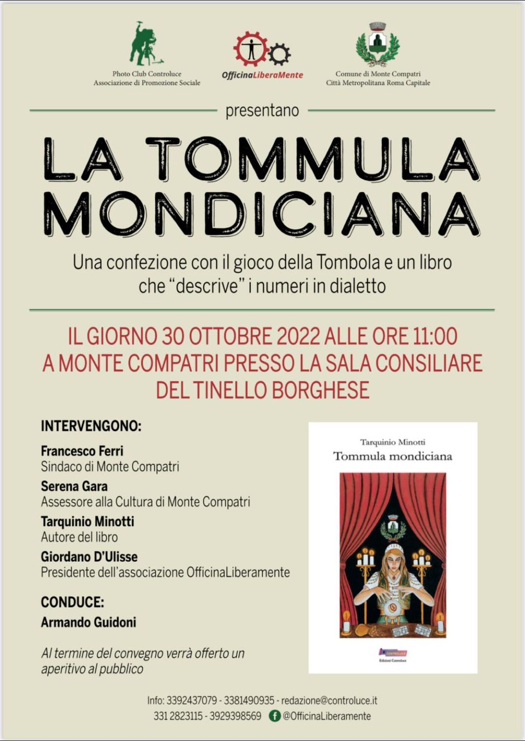 Monte Compatri, Domenica 30 ottobre la presentazione della “Tommula Mondiciana”