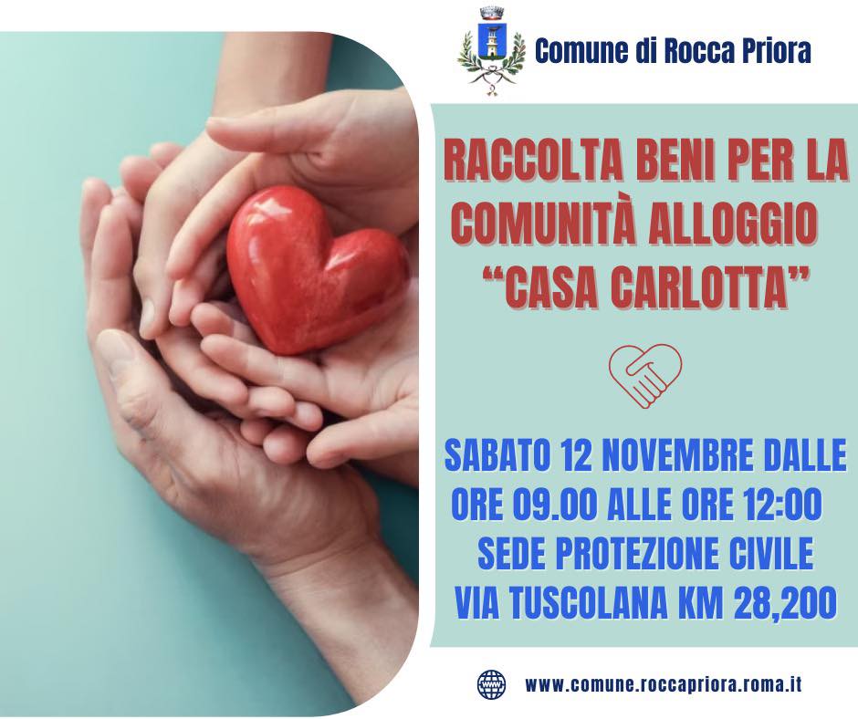 Rocca Priora, raccolta beni per la Comunità  Alloggio “Casa Carlotta”