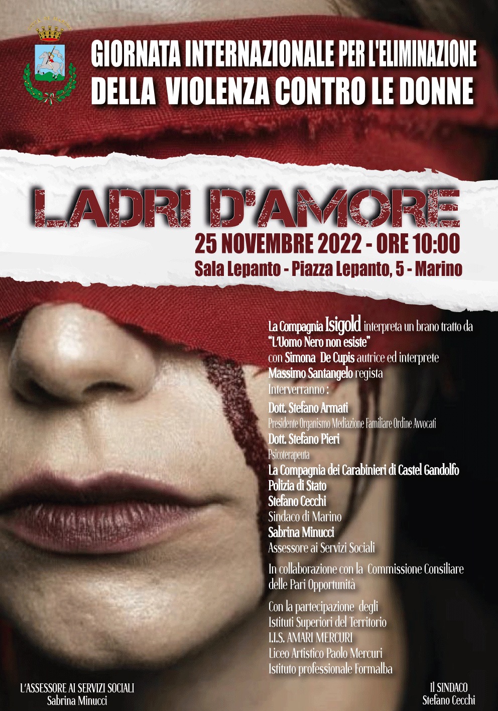 Marino, “Ladri D’Amore”, Giornata Internazionale per l’eliminazione della violenza contro le donne