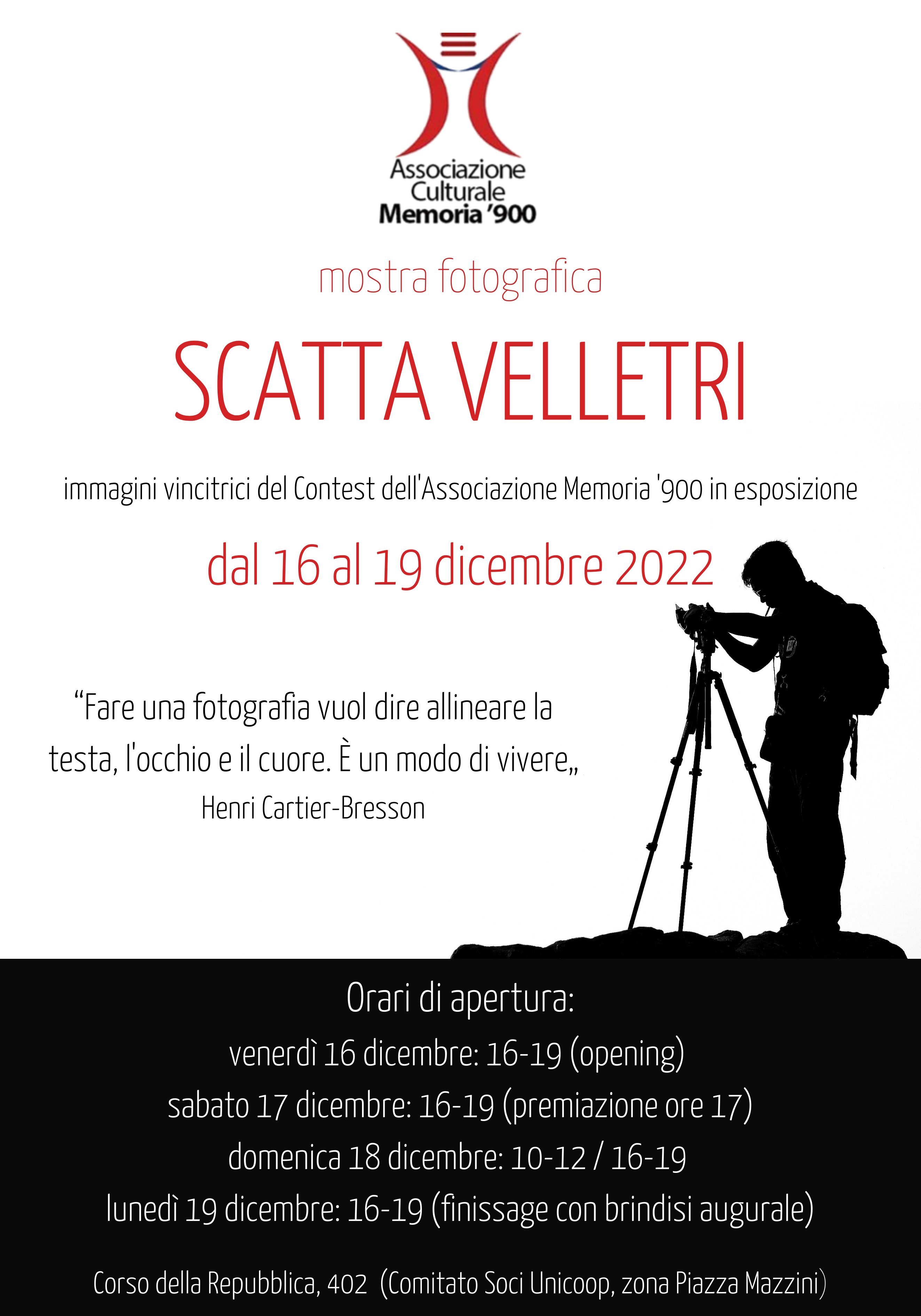 “Scatta Velletri”: dal 16 al 19 dicembre in Mostra le foto vincitrici del Contest di Memoria ‘900