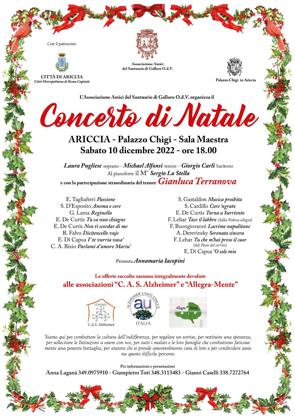 Ariccia: Concerto di Natale per l’associazione “Amici del Santuario di Galloro”