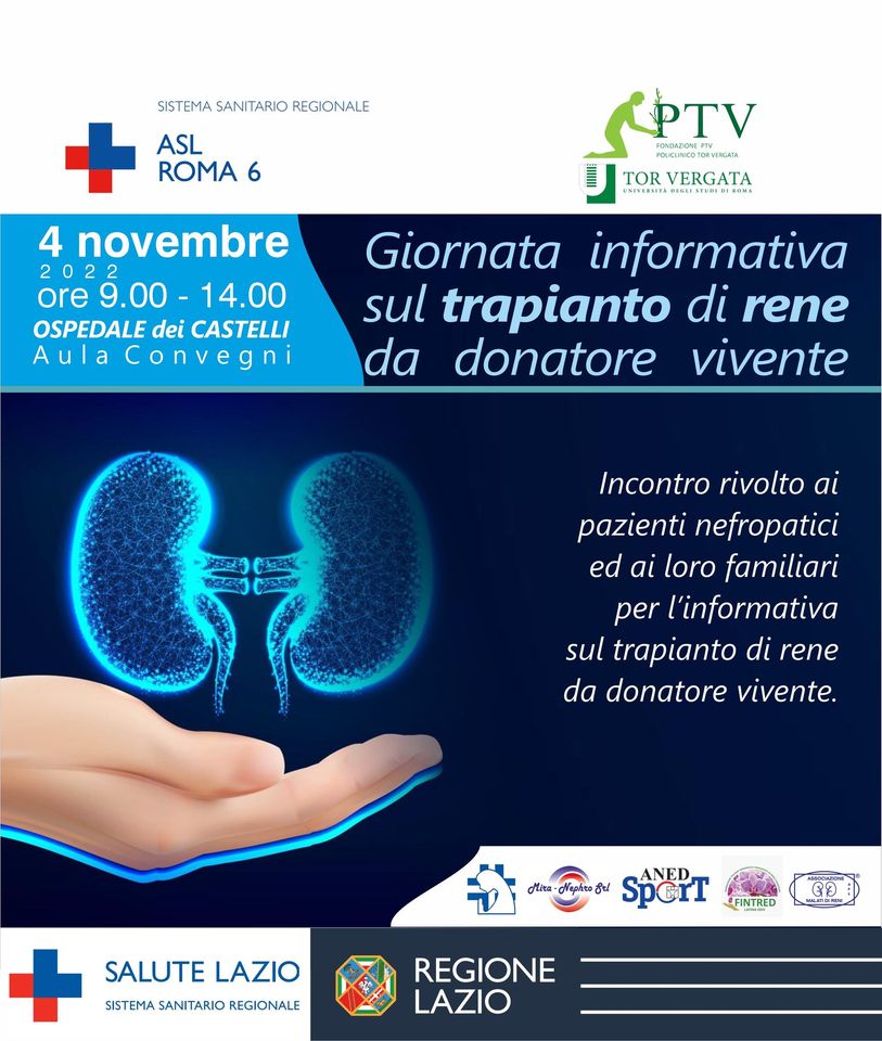 Ariccia, domani la giornata informativa sul trapianto di rene insieme all’università di Tor Vergata