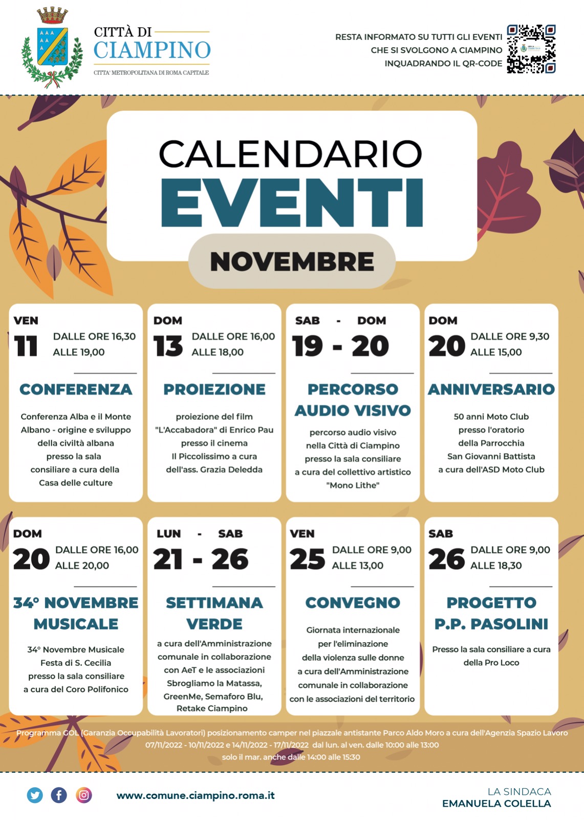 Novembre a Ciampino, il calendario degli eventi