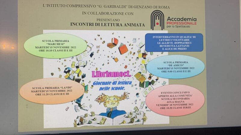 Genzano, arrivano le giornate di lettura di “Libriamoci” presso alcune scuole primarie