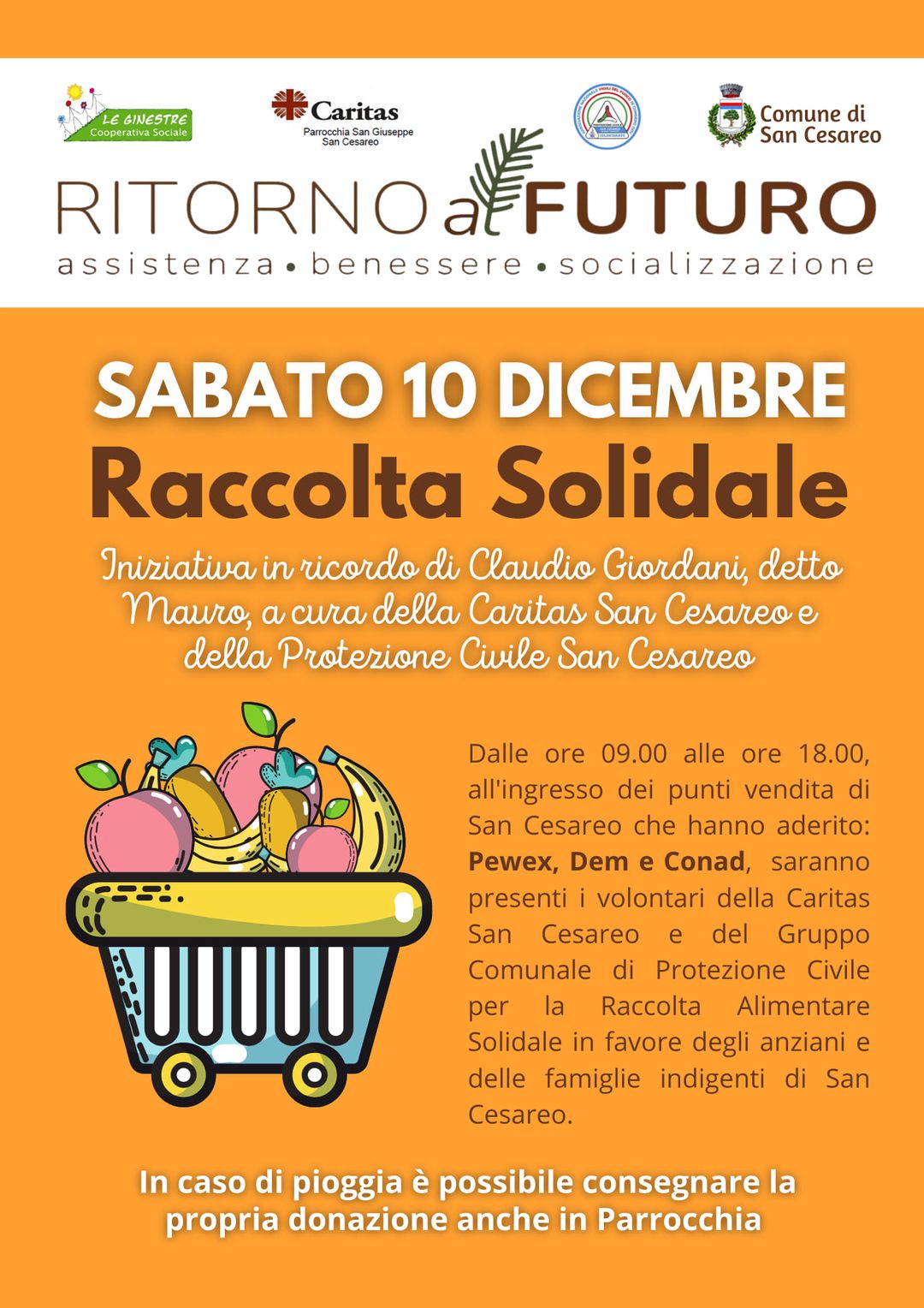 San Cesareo, oggi la raccolta alimentare solidale in ricordo di Claudio Giordani