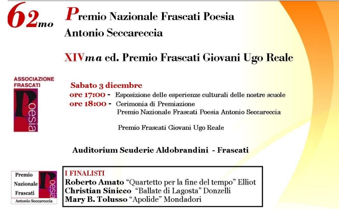 Frascati – 62ma edizione Premio Nazionale Frascati Poesia Antonio Seccareccia