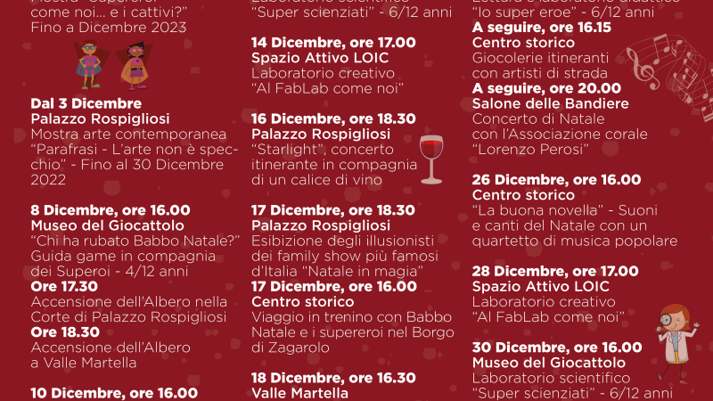 Zagarolo, “Natale da supereroi” – Il programma completo degli eventi natalizi