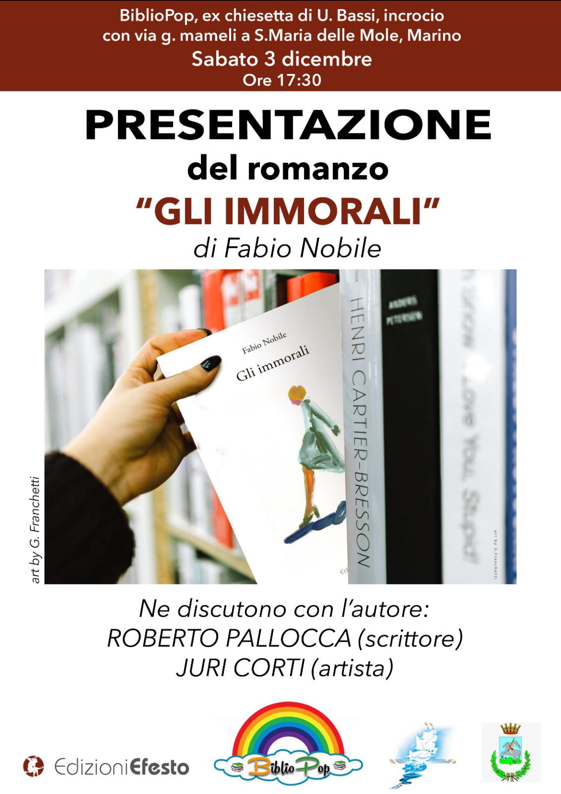 Marino – Fabio Nobile da Testaccio a Bibliopop con “Gli immorali”.