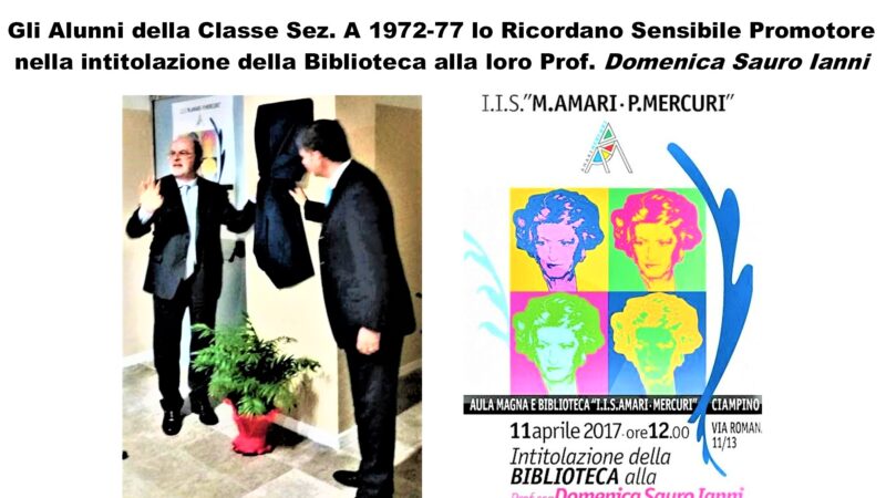 Marino, il ricordo del Prof. Roberto Scialis degli studenti del “M.Amari-P.Mercuri” del quinquennio 1972-77