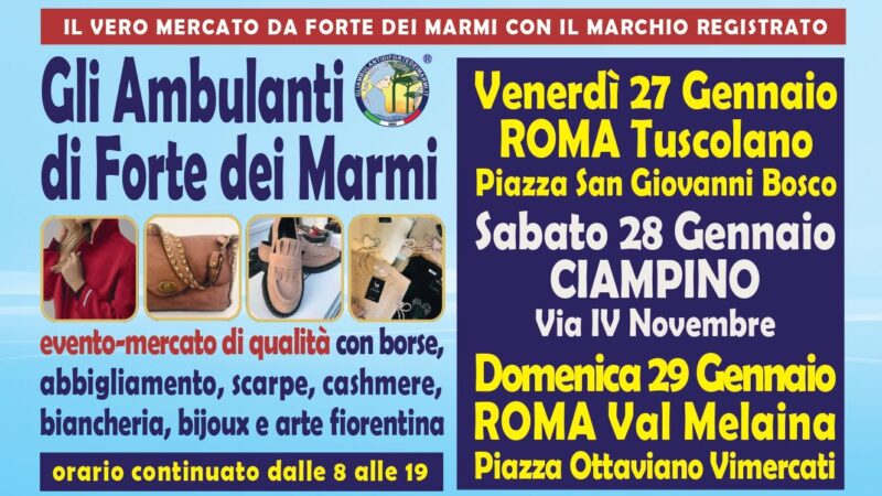 Ciampino, tornano in Via IV Novembre gli “Ambulanti di Forte dei Marmi”