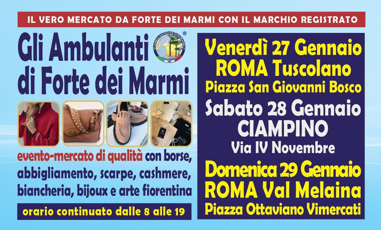 Ciampino, tornano in Via IV Novembre gli “Ambulanti di Forte dei Marmi”