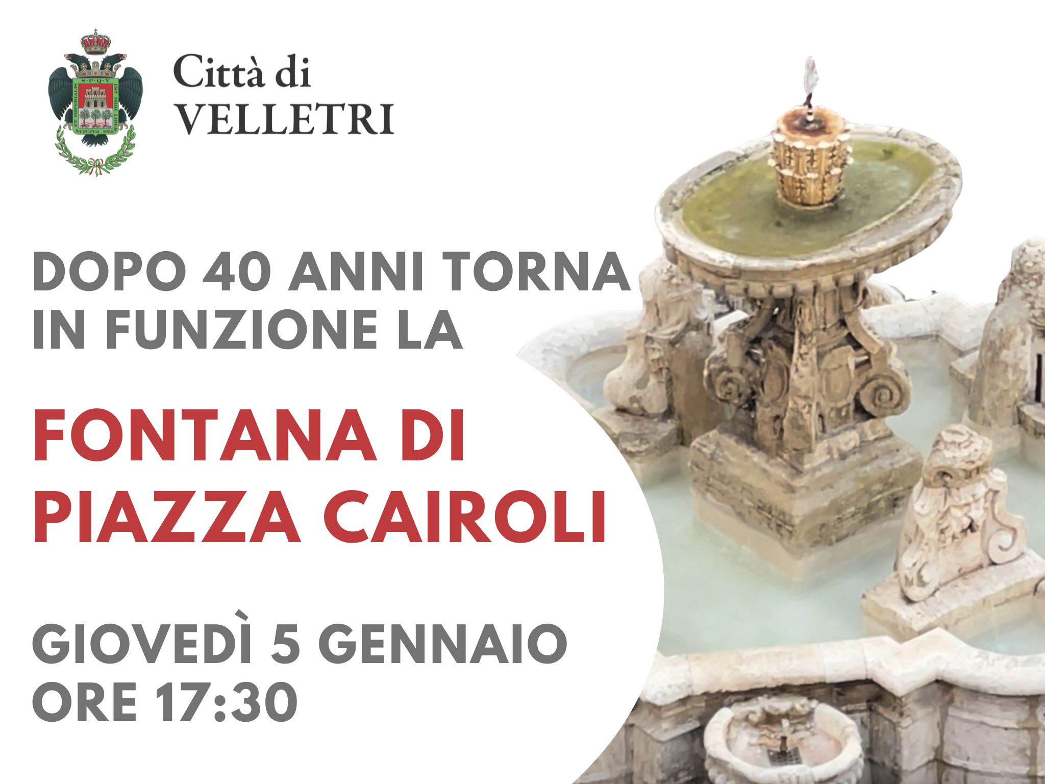 Velletri, dopo 40 anni torna in funzione la fontana di Piazza Cairoli