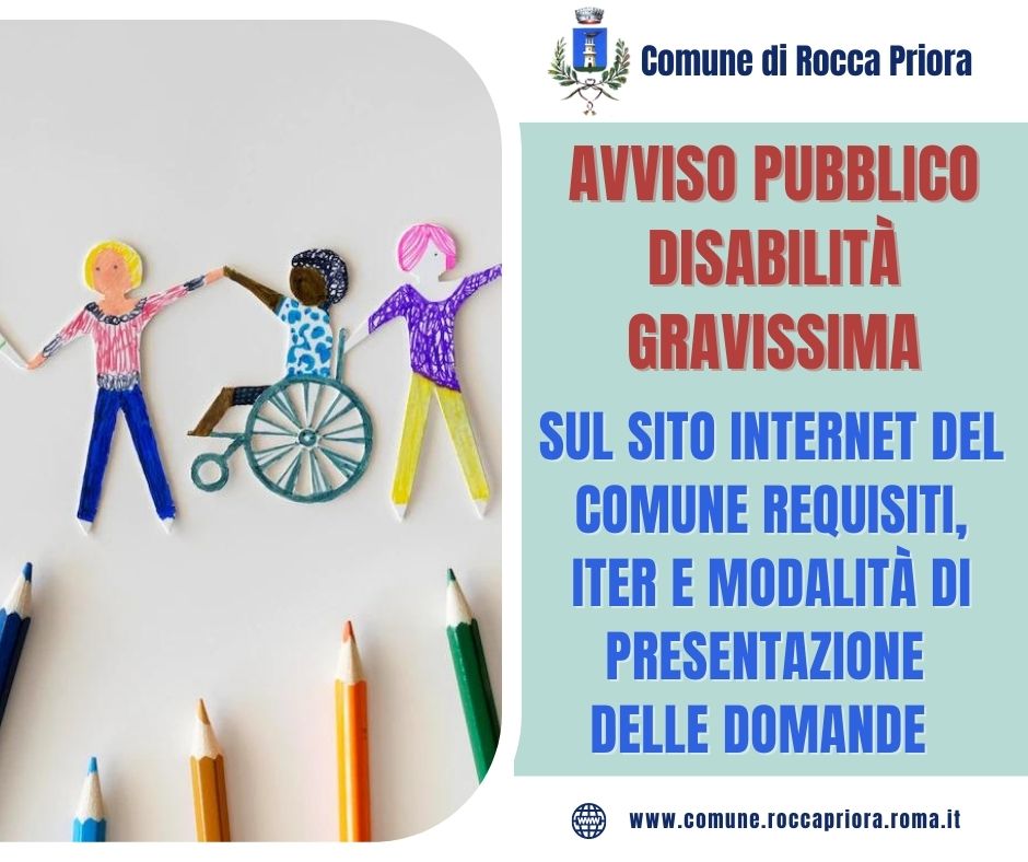 Rocca Priora, assistenza per disabilità gravissima, il distretto sanitario Rm6.1 accoglie le domande per la formazione della lista d’attesa