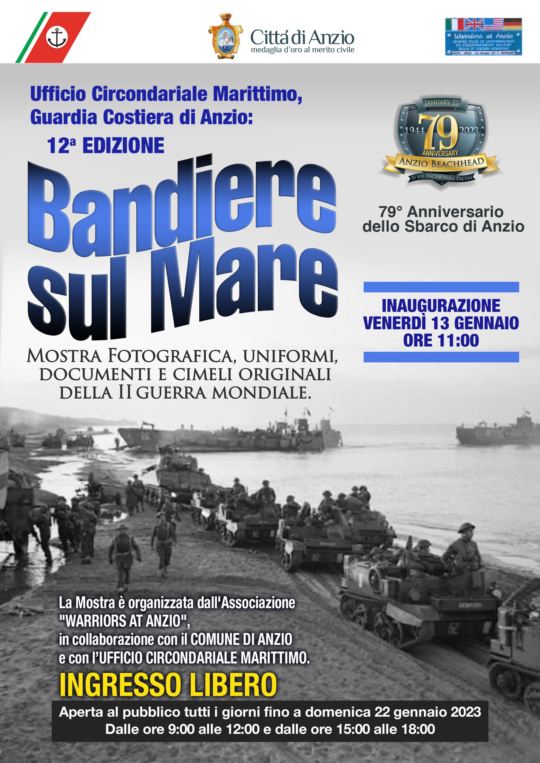 79° Anniversario dello Sbarco di Anzio: inaugurazione Mostra Bandiere sul Mare