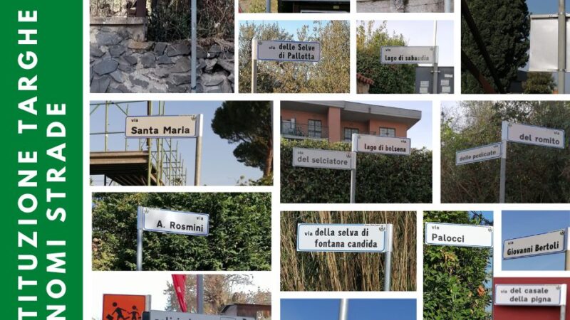 Monte Compatri, sostituzione delle “targhe nomi strade” su tutto il territorio