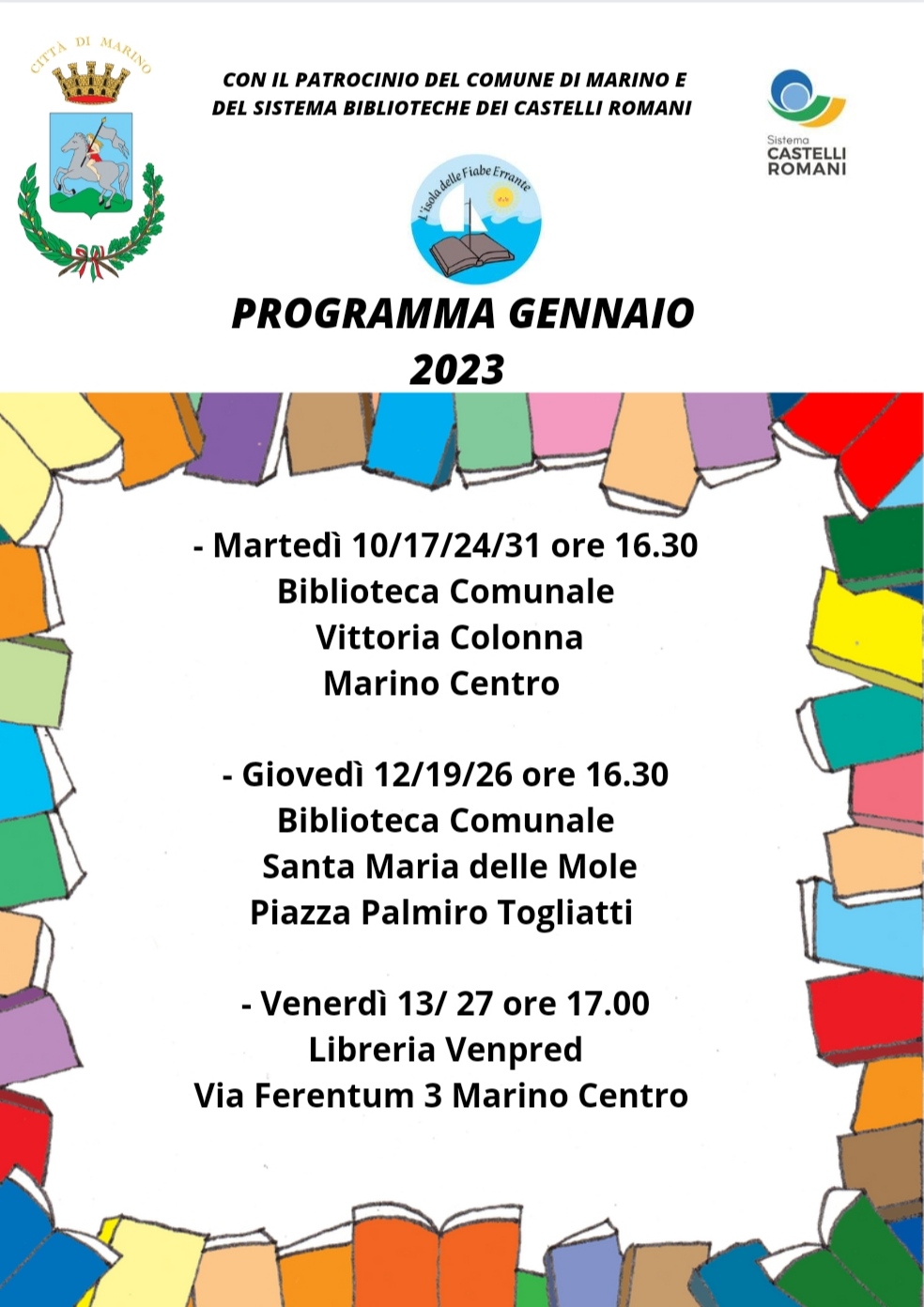 Marino: L’isola delle fiabe errante. Il programma degli appuntamenti di gennaio