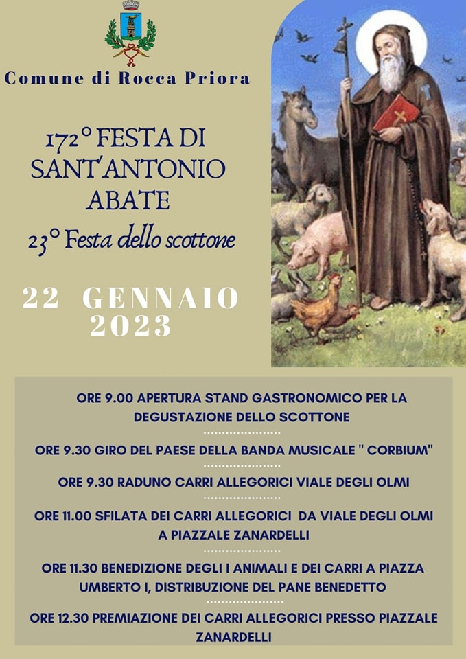 Rocca Priora: Domenica 22 gennaio, viabilità temporanea per lo svolgimento della Festa di Sant’Antonio Abate