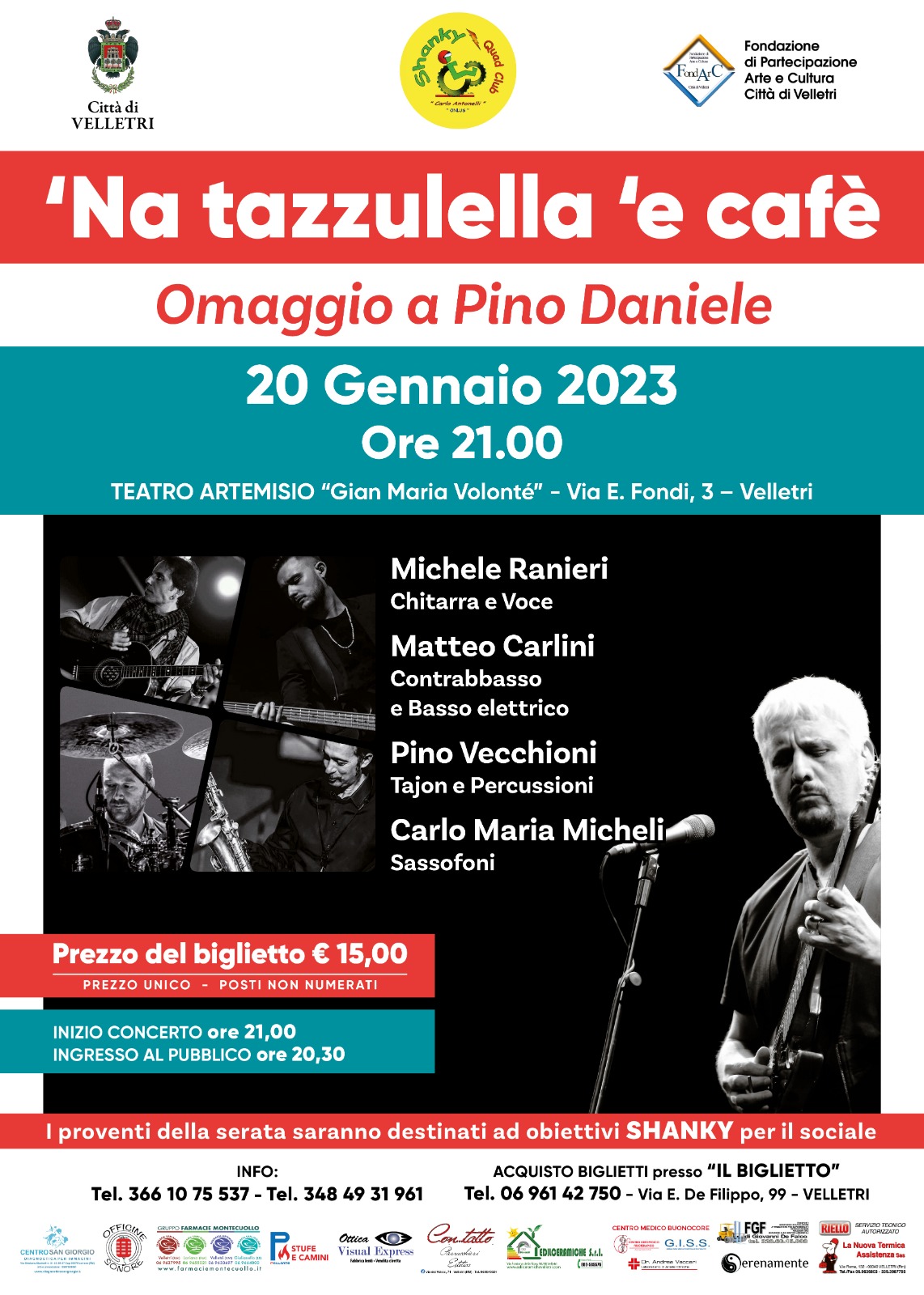 Velletri: ‘Na tazzulella ‘e cafè. L’omaggio a Pino Daniele al teatro Artemisio