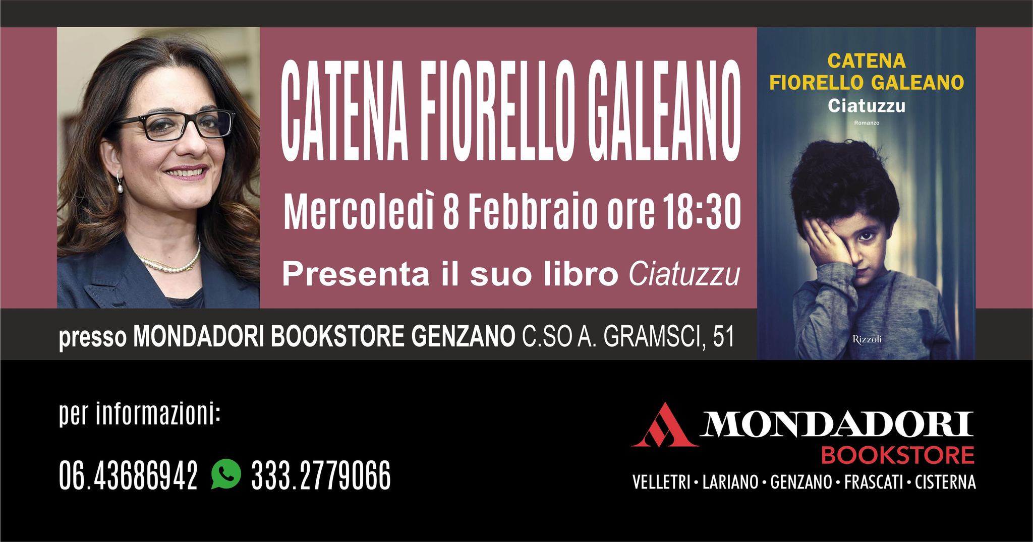 Genzano – Catena Fiorello presenta il suo nuovo romanzo “Ciatuzzu”