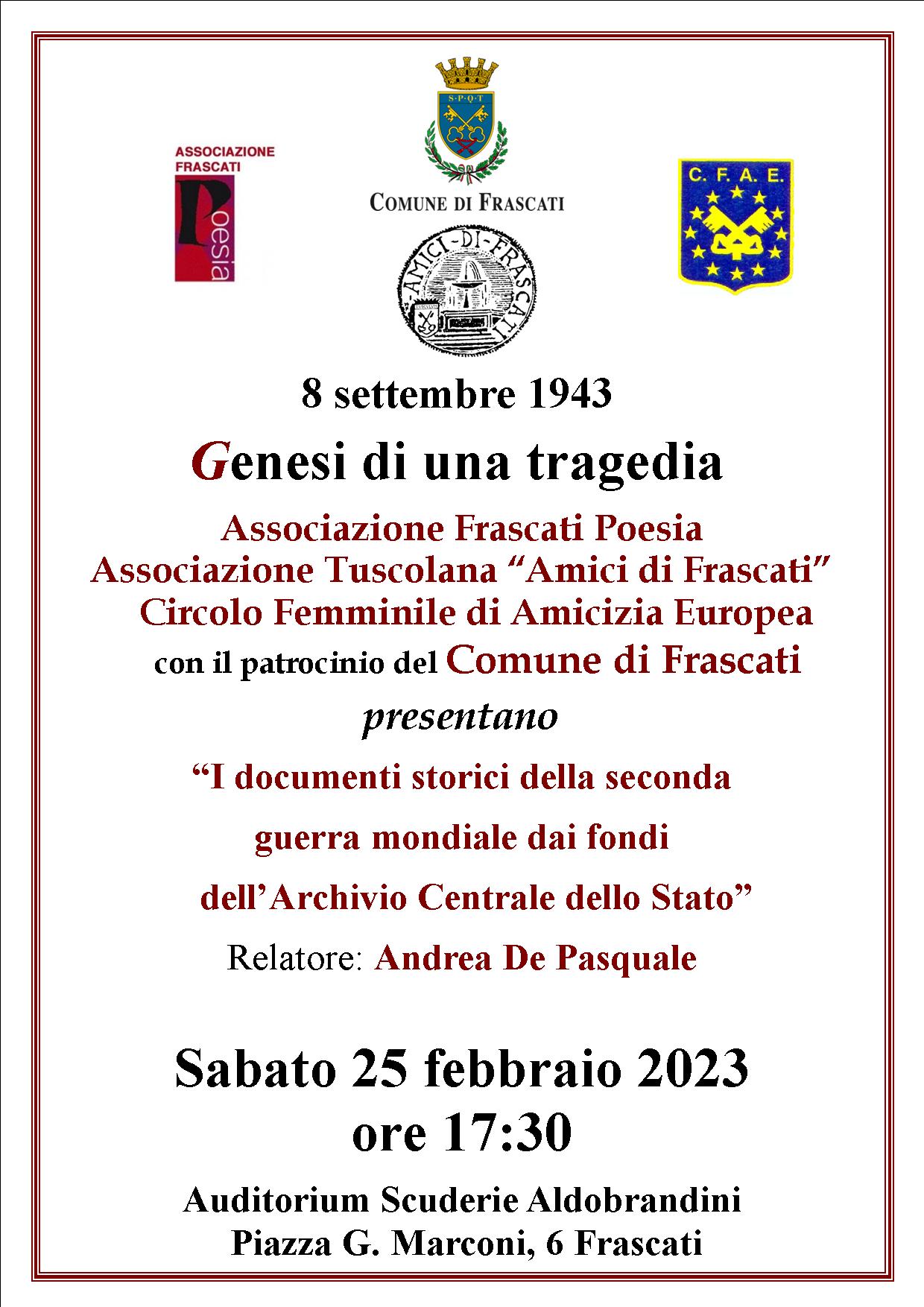 Frascati Poesia, 8 settembre 1943 – Genesi di una tragedia