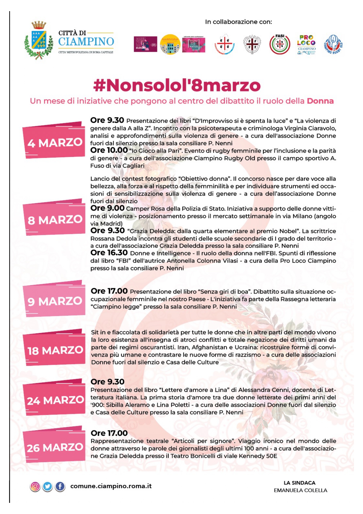 Ciampino, #Nonsolol’8marzo, un mese di eventi dedicati alle donne