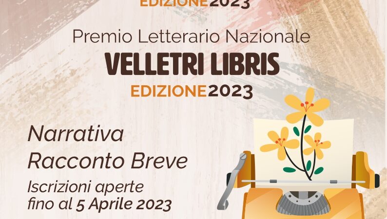 Al via il Premio Nazionale Letterario “Velletri Libris” per la Narrativa Breve