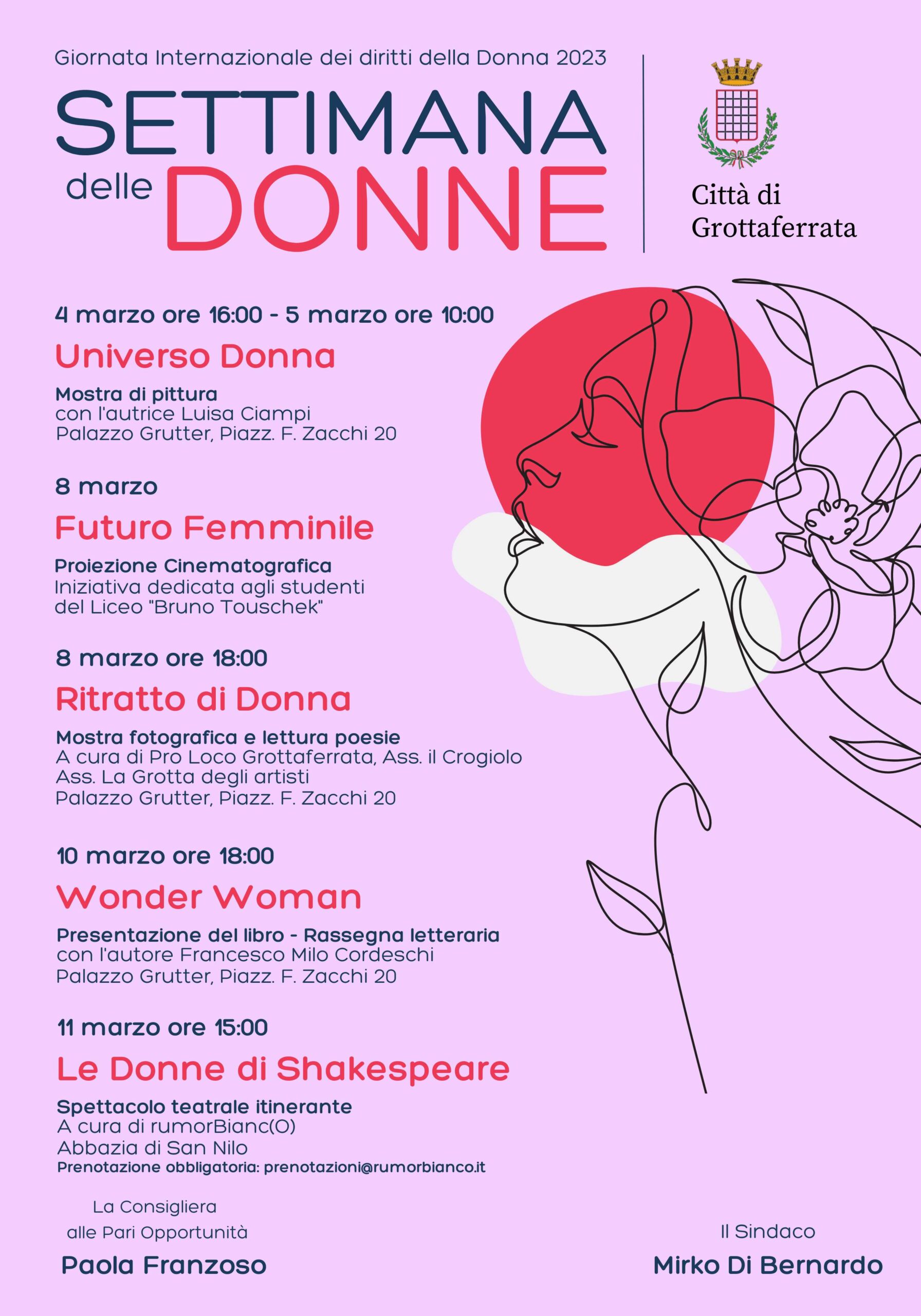 Grottaferrata: “Settimana delle Donne”, al via la rassegna di eventi per la Giornata Internazionale dei Diritti della Donna