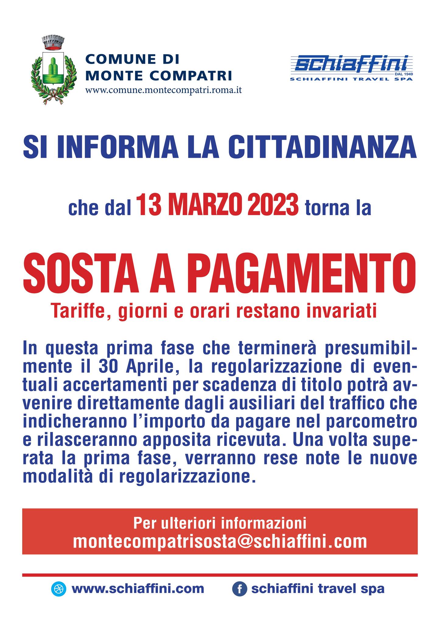 Monte Compatri: Torna la sosta a pagamento nelle aree delle strisce blu