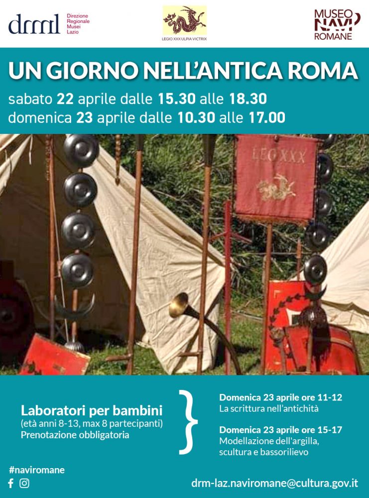 Nemi, due giorni di iniziative al Museo delle Navi con accampamenti, dimostrazioni e laboratori per bambini ispirati all’Antica Roma