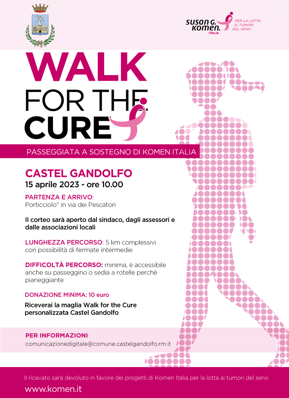 Il 15 aprile a Castel Gandolfo la prima edizione di Walk for the Cure