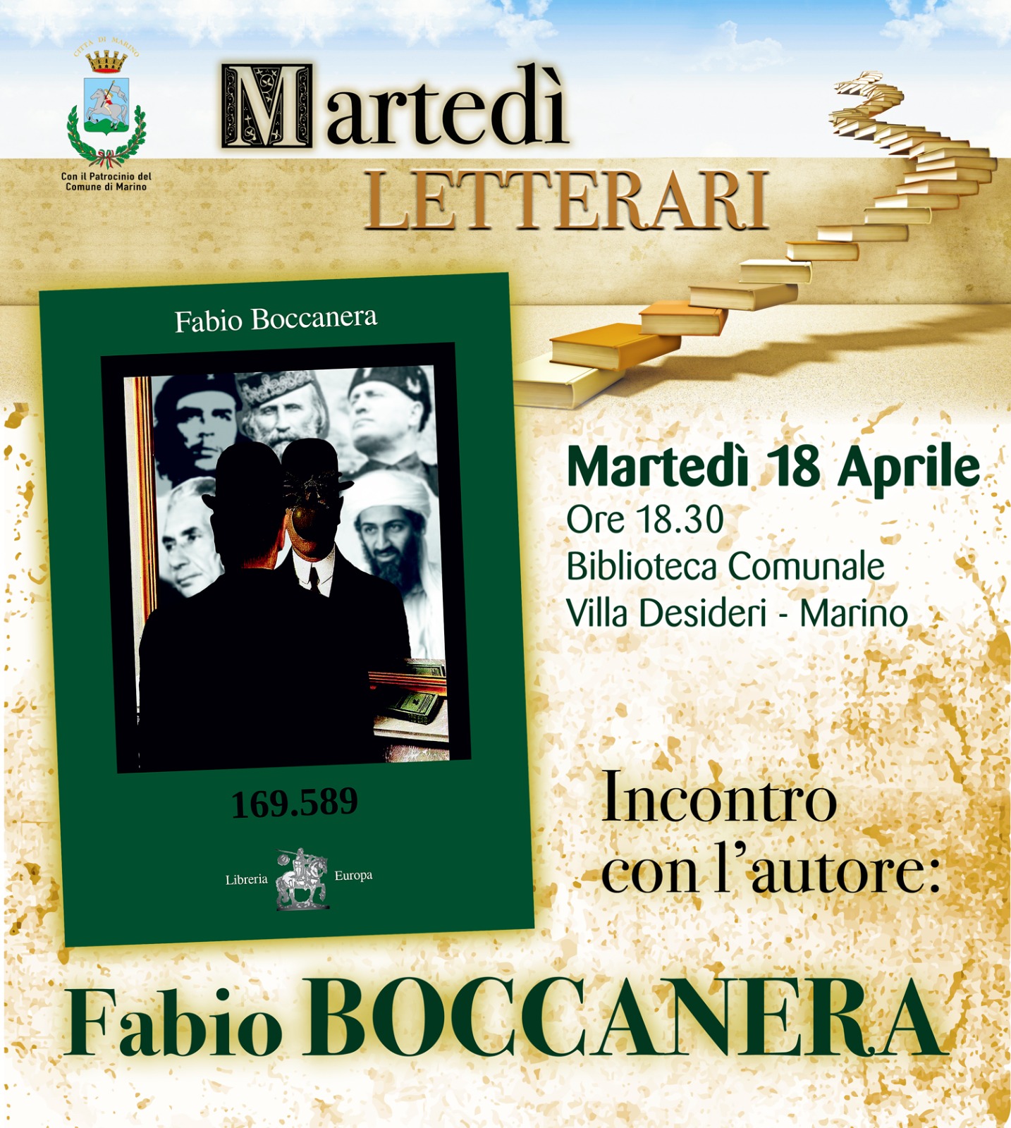 Marino: “I Martedì letterari”, prosegue la consueta rassegna con la presentazione del libro di Fabio Boccanera