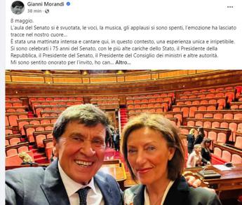 75 anni del Senato, il post di Gianni Morandi dopo le celebrazioni