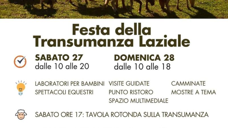 Velletri-Rocca di Papa, prossimo weekend Festa della Transumanza con il Parco dei Castelli Romani