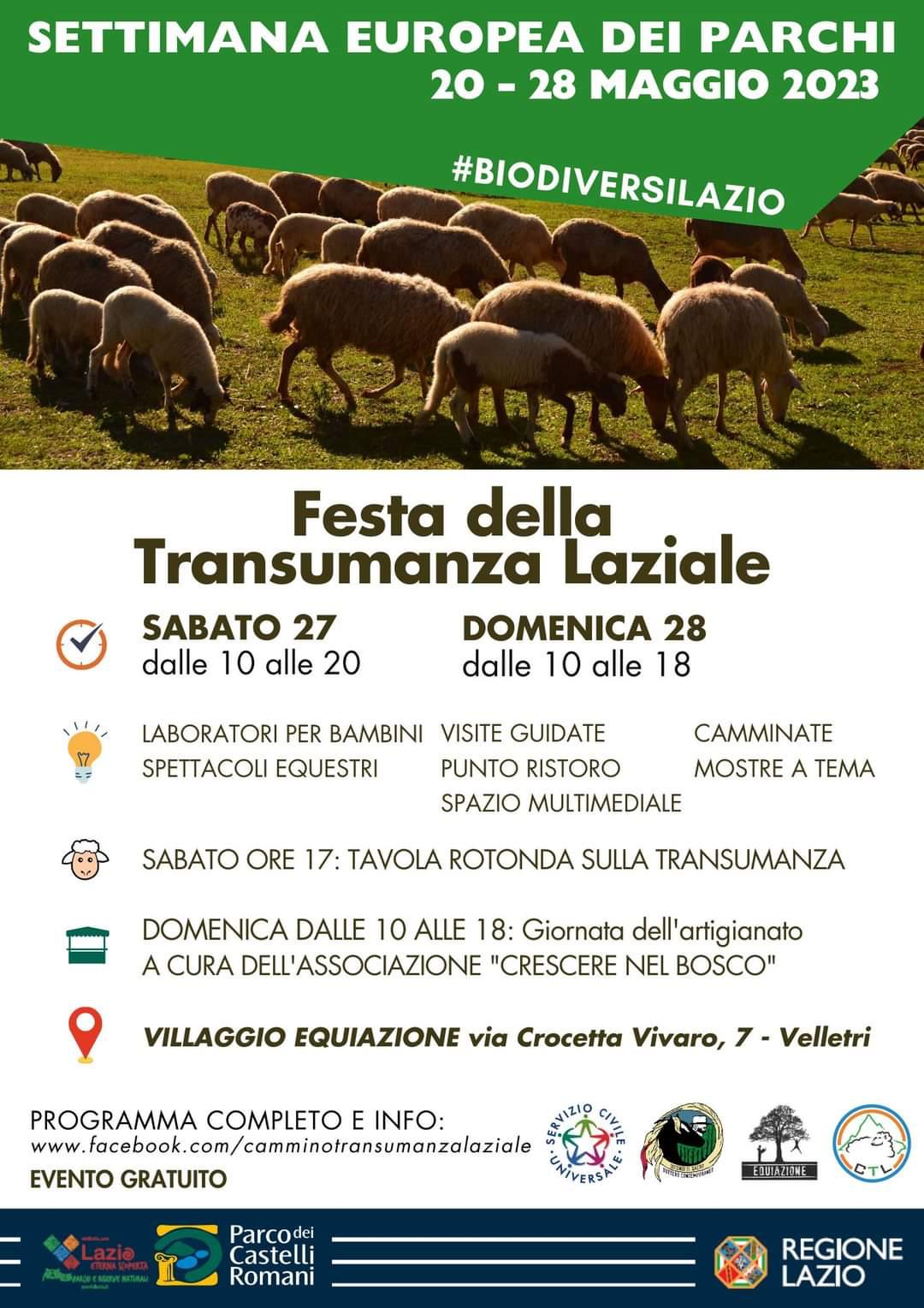 Velletri-Rocca di Papa, prossimo weekend Festa della Transumanza con il Parco dei Castelli Romani