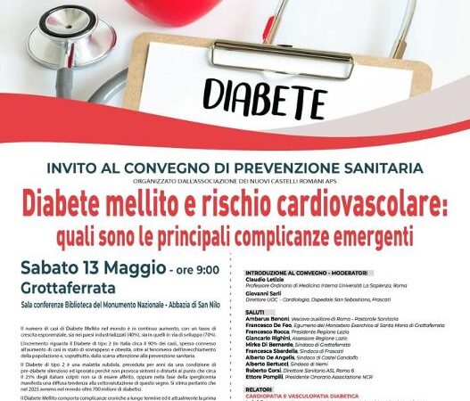 Grottaferrata: convegno di prevenzione sanitaria sul diabete alla Biblioteca dell’Abbazia di San Nilo